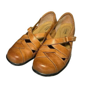 Clark’s Bendables Women’s Ashland Spin Q Leather Shoes Brown Size 8